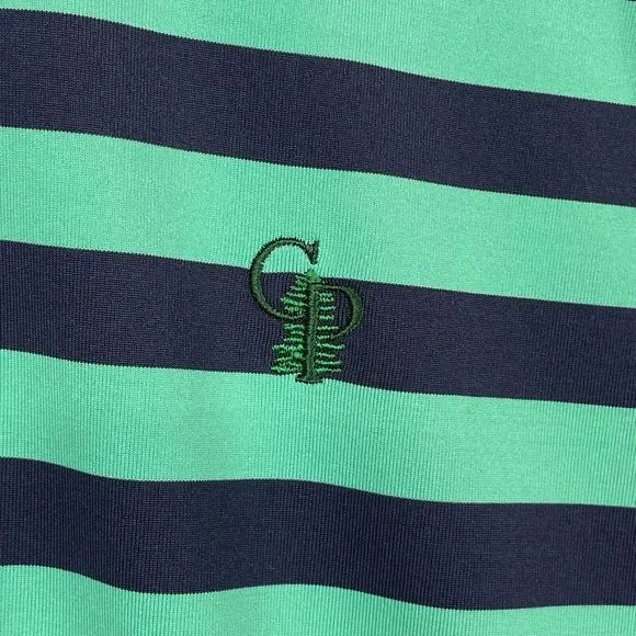 Greyson Polo Shirt Mens Medium Blue Green Striped Performance Stretch Golf * - Picture 3 of 13